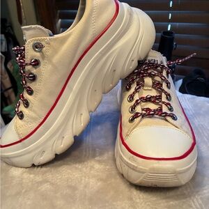 Skechers Cream and Red Platform Sneakers